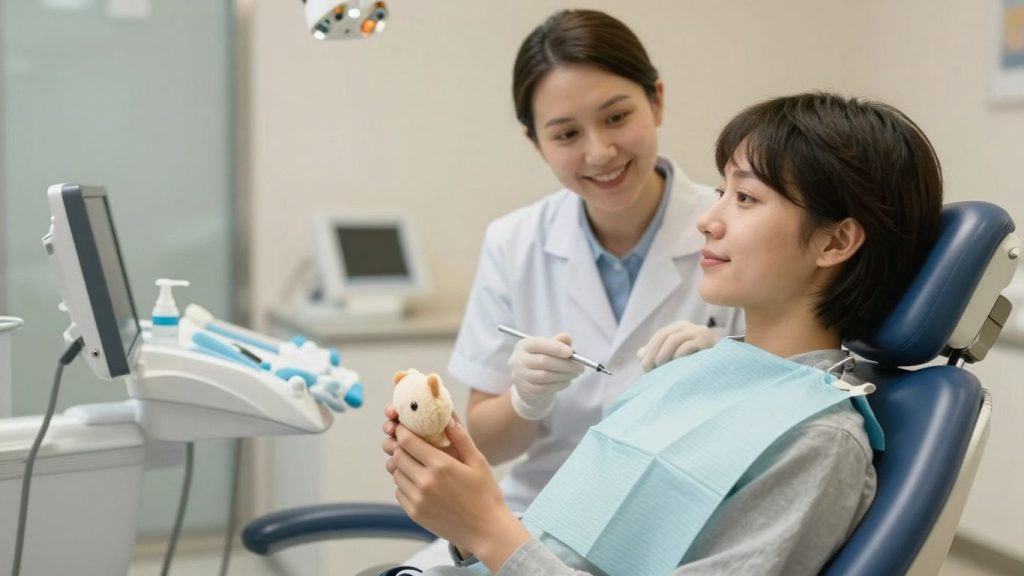 Person looking relaxed in a dentist's chair.