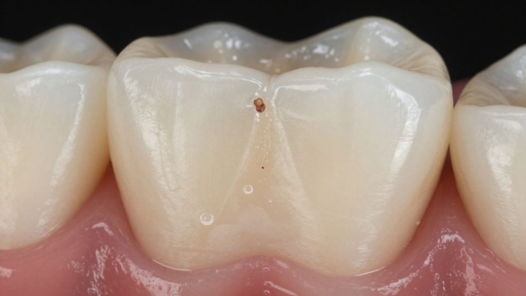 Tooth enamel with early cavity formation